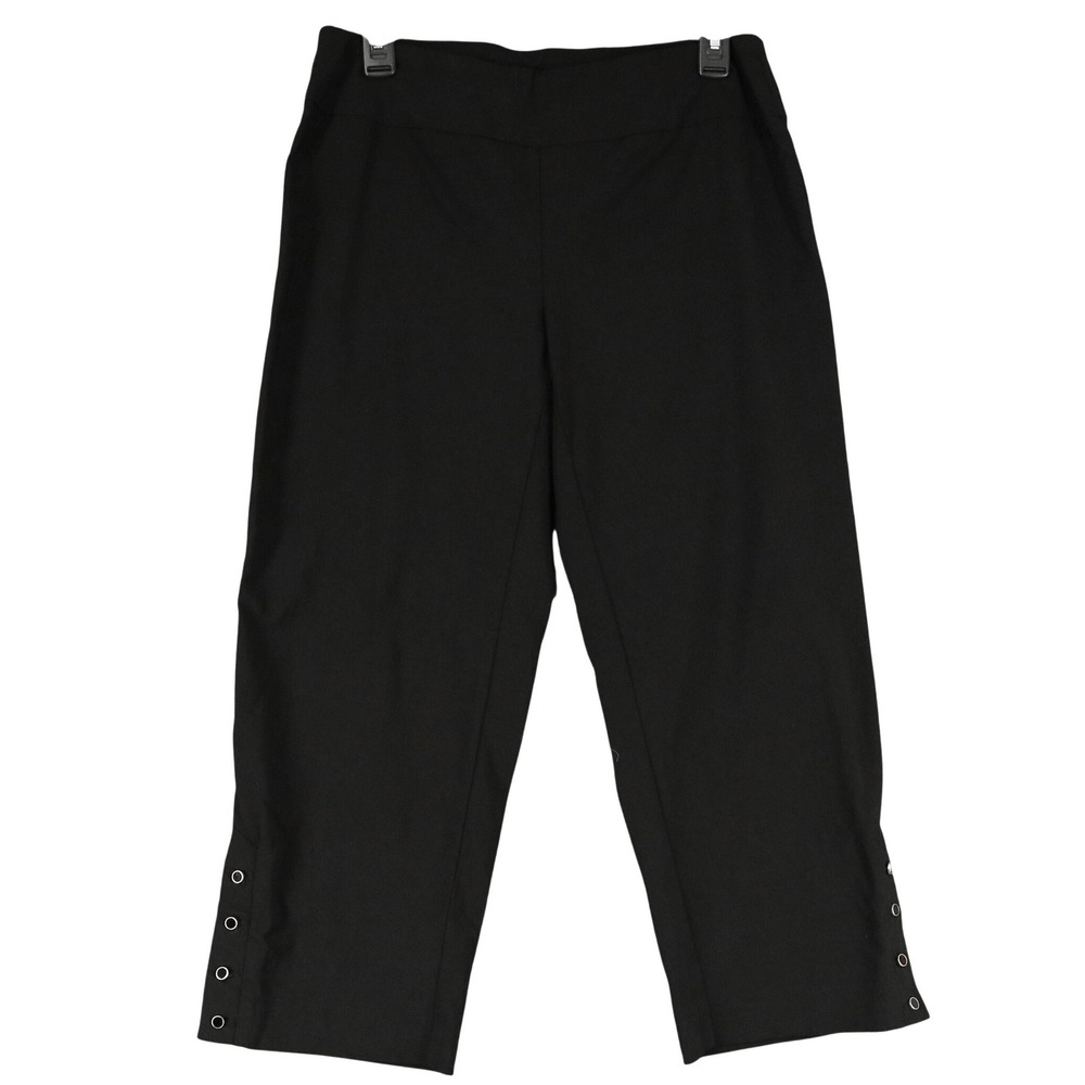Zac Rachel Pull On Stretch Capri Pants Womens 10 Black Office Career Comfort